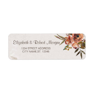Watercolor Autumn Flowers Wedding Return Address Label