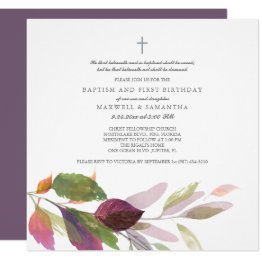 Watercolor Autumn Foliage Baptism Invitation