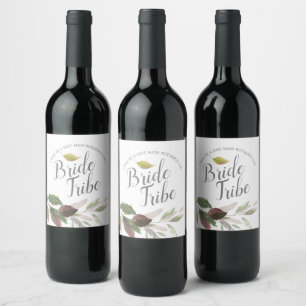Watercolor Autumn Foliage Bridesmaid Proposal Wine Label