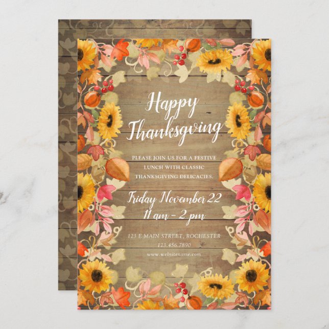 watercolor autumn foliage thanksgiving invite (Front/Back)