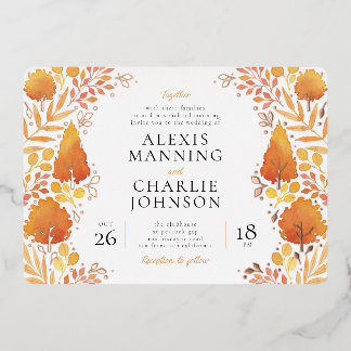 Watercolor Autumn Forest Fall wedding invitations