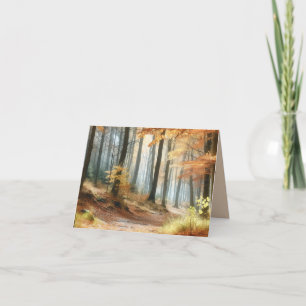 Watercolor Autumn Forest: Vibrant Fall Art Thank You Card