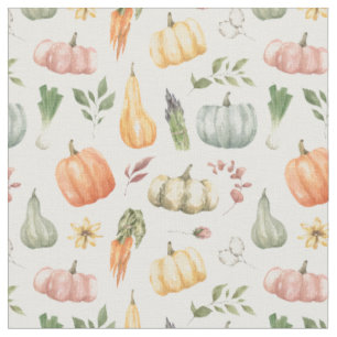 Watercolor Autumn Harvest Pattern Fabric