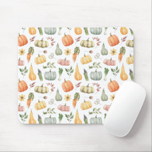 Watercolor Autumn Harvest Pattern Mouse Pad