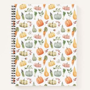 Watercolor Autumn Harvest Pattern Notebook
