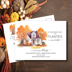 Watercolor Autumn House Moving Announcement Postcard