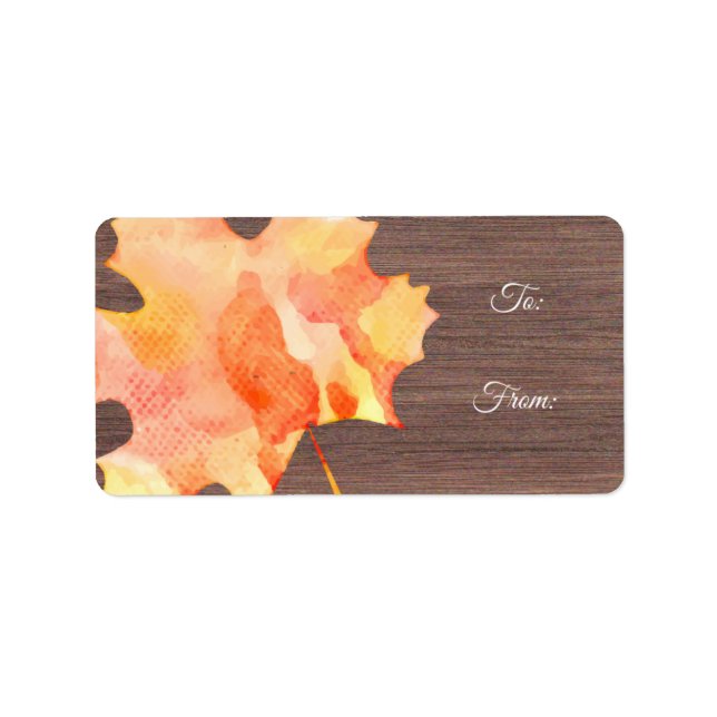 Watercolor Autumn Leaf Thanksgiving labels (Front)