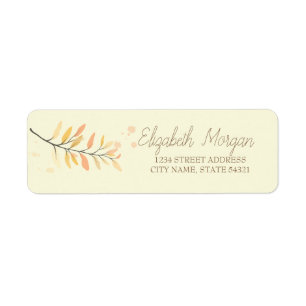 Watercolor Autumn Leaves Address Label Return Address Label