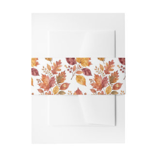 Watercolor Autumn Leaves and Berries Invitation Belly Band