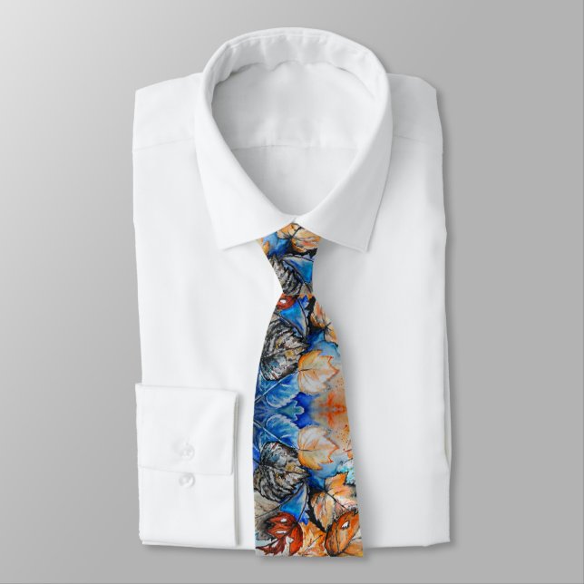 Watercolor - Autumn Leaves - Art Tie (Tied)