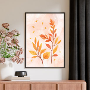 Watercolor Autumn Leaves Botanical Poster