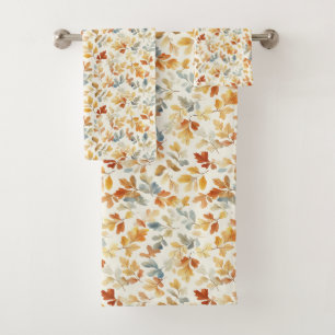 Watercolor Autumn Leaves – Cosy Fall Nature Bath Towel Set
