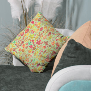 Watercolor Autumn Leaves Cushion