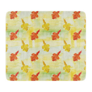 watercolor autumn leaves cutting board