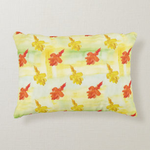watercolor autumn leaves decorative cushion