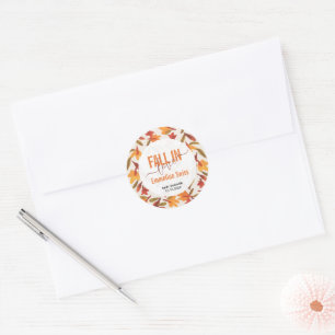 Watercolor Autumn Leaves Fall in Love Baby Shower Classic Round Sticker
