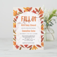 Watercolor Autumn Leaves Fall In Love Baby Shower 
