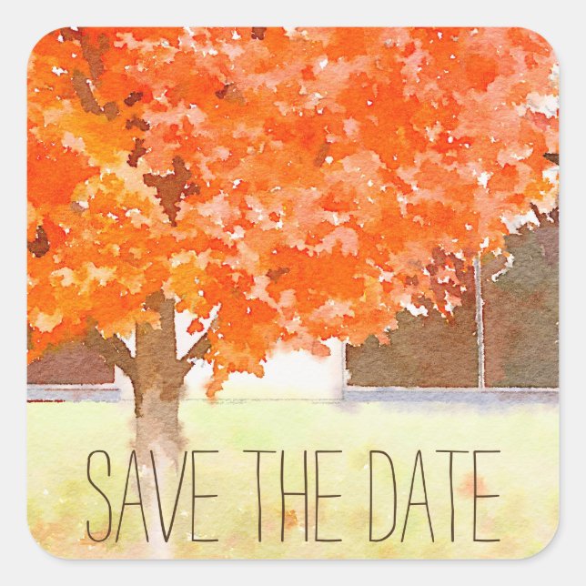 Watercolor Autumn Leaves | Fall Wedding Sticker (Front)