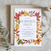 Watercolor Autumn Leaves Frame Retirement Party