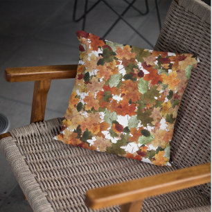 Watercolor Autumn Leaves Leaf Cushion