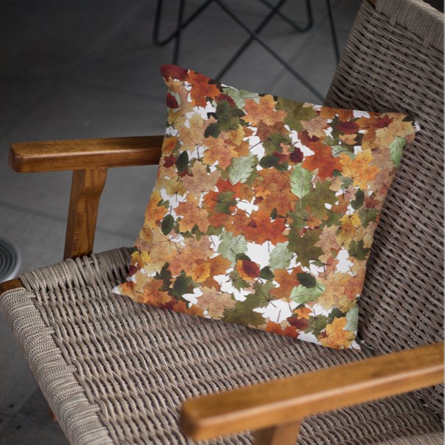 Watercolor Autumn Leaves Leaf  Cushion (Creator Uploaded)