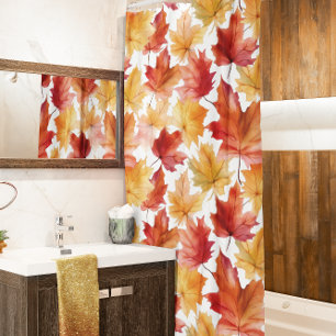 Watercolor Autumn Leaves Leaf  Shower Curtain