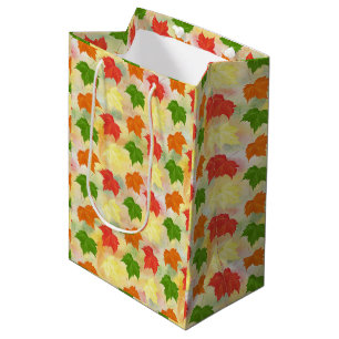 watercolor autumn leaves medium gift bag