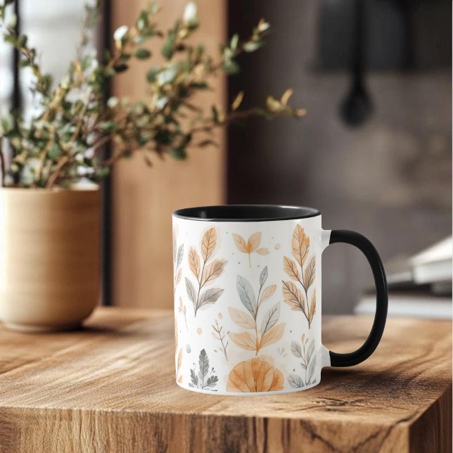 Watercolor Autumn Leaves-Minimal Boho Botanicalart Mug (Creator Uploaded)