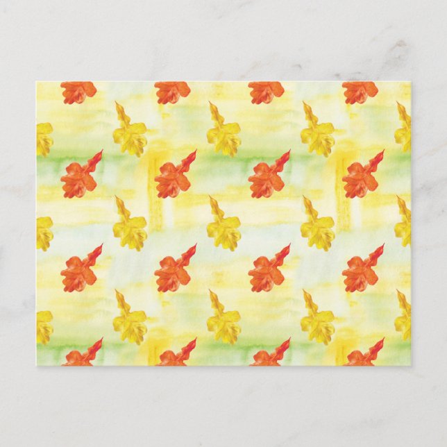 watercolor autumn leaves postcard (Front)