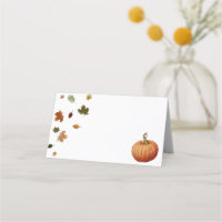 Watercolor Autumn Leaves Pumpkin