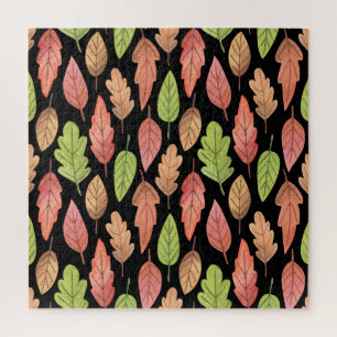 Watercolor autumn leaves: seamless pattern jigsaw puzzle