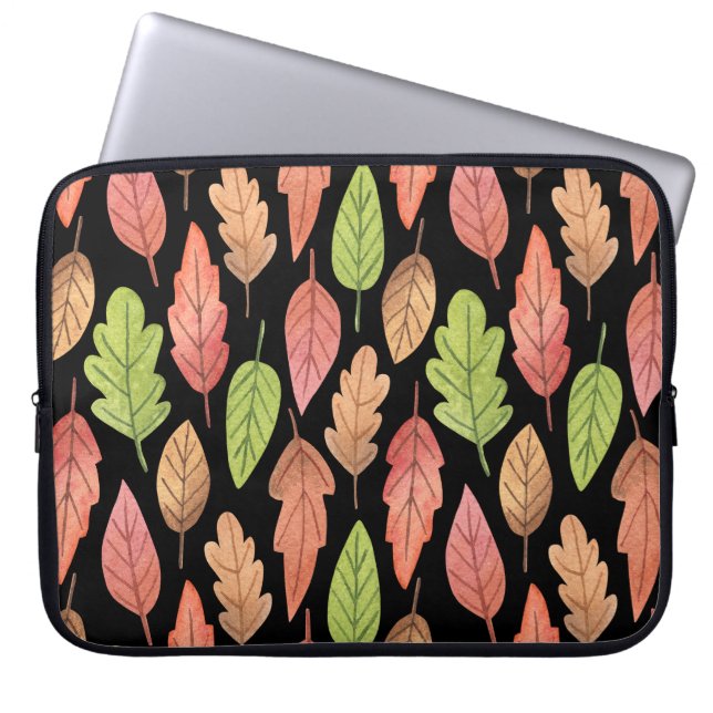 Watercolor autumn leaves: seamless pattern laptop sleeve (Front)