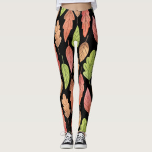 Watercolor autumn leaves: seamless pattern leggings