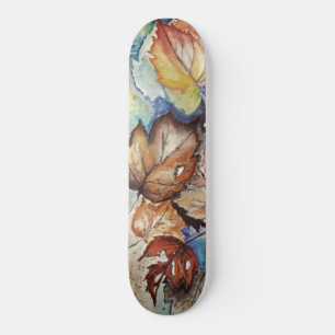 Watercolor - Autumn Leaves - Skateboard