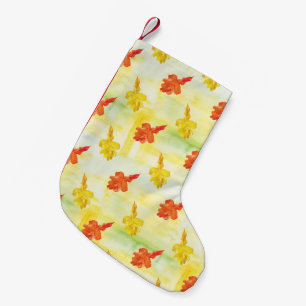 watercolor autumn leaves small christmas stocking