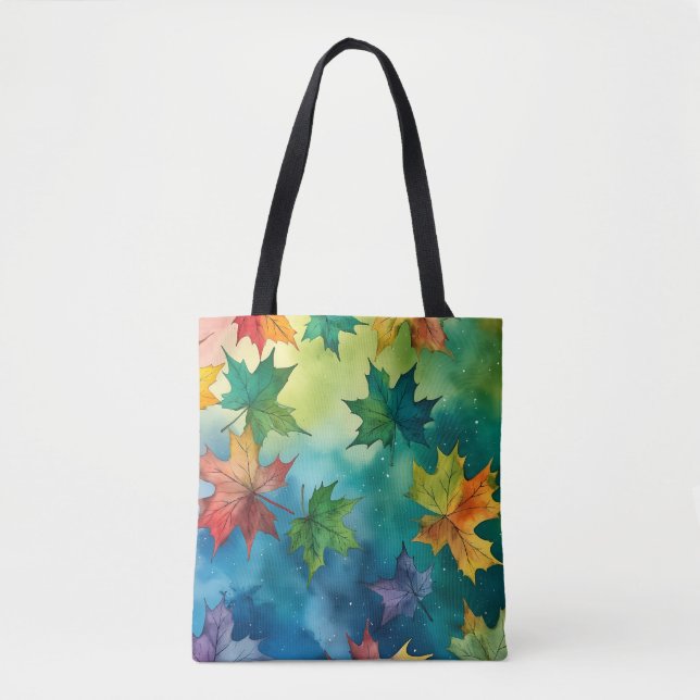 Watercolor Autumn Leaves Tote Bag (Front)