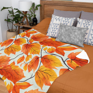 Watercolor Autumn Leaves – Vibrant Fall Foliage Sherpa Blanket