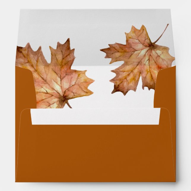 Watercolor Autumn Maple Leaf Wedding Envelope (Back (Bottom))