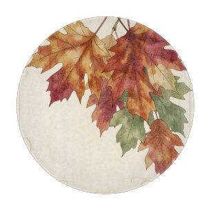 Watercolor Autumn Maple Leaves Elegant Cutting Board