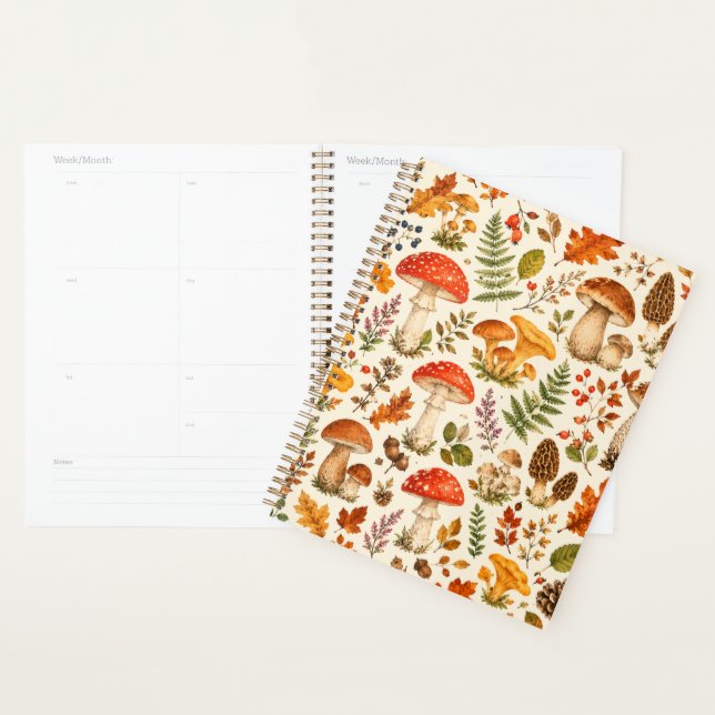 Watercolor Autumn Mushroom Pattern  Planner (Display)