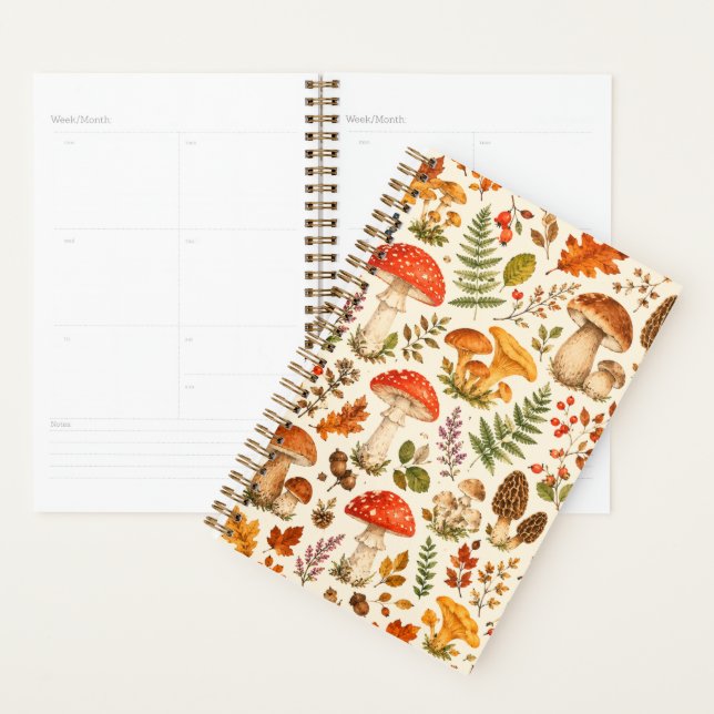 Watercolor Autumn Mushroom Pattern  Planner (Display)