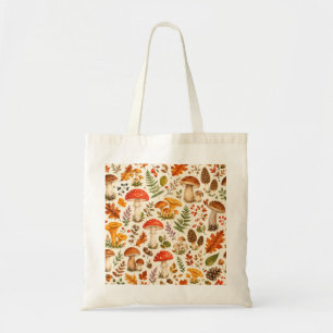 Watercolor Autumn Mushroom Pattern Tote Bag