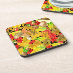 Watercolor autumn pattern coaster