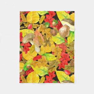 Watercolor autumn pattern fleece blanket