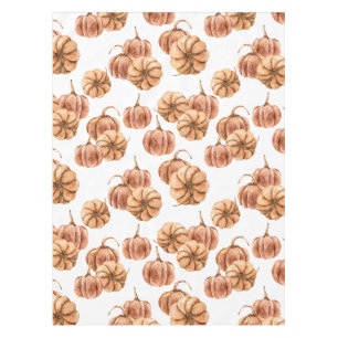 Watercolor Autumn Pattern in Soft Orange Tones Tablecloth