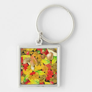 Watercolor autumn pattern key ring
