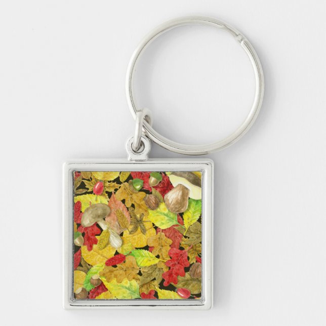 Watercolor autumn pattern key ring (Front)