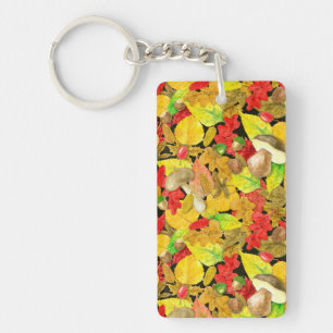 Watercolor autumn pattern key ring