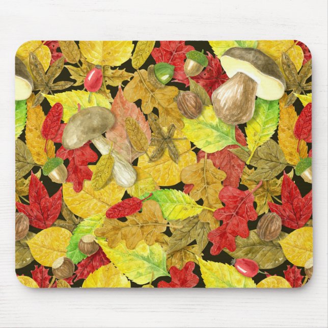 Watercolor autumn pattern mouse pad (Front)