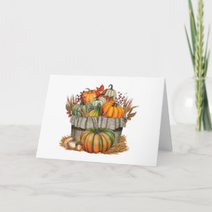 Watercolor Autumn Pumpkin and Wheat Harvest  Card